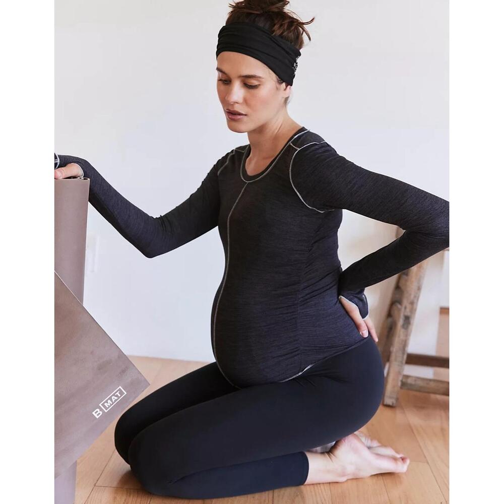 Free People X Hatch Right On The Run Layer Black Ruched Maternity Top Small NWT